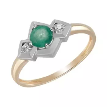Золотое кольцо с изумрудом и бриллиантами