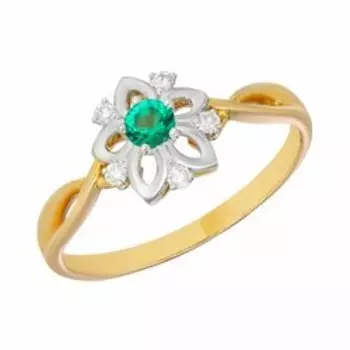 Золотое кольцо с изумрудом и бриллиантами