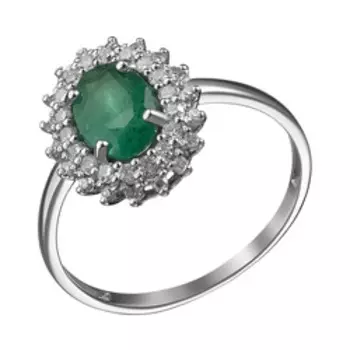 Золотое кольцо с изумрудом и бриллиантами