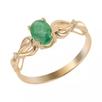 Золотое кольцо с изумрудом и бриллиантами