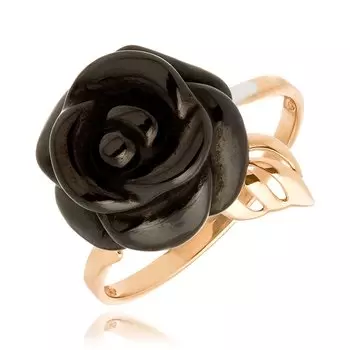 Золотое кольцо с керамикой "Роза"