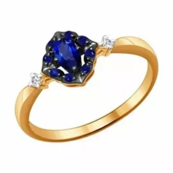 Золотое кольцо с корундами и бриллиантами