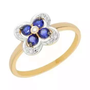 Золотое кольцо с корундами и бриллиантами