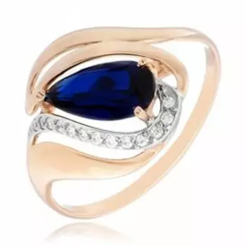 Золотое кольцо с корундом и фианитами