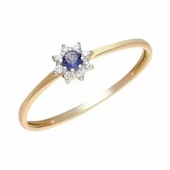 Золотое кольцо с кварцем и фианитами