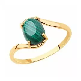 Золотое кольцо с малахитом