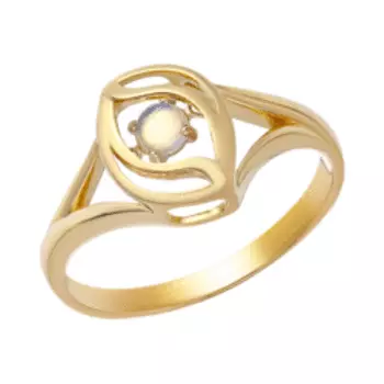 Золотое кольцо с натуральным опалом "Танцующий камень"
