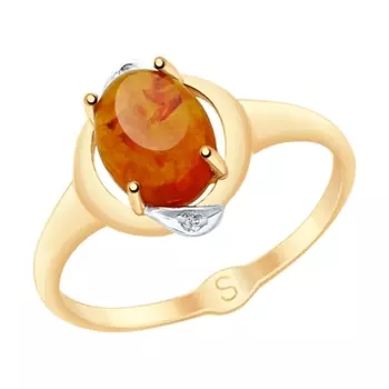 Золотое кольцо с янтарём