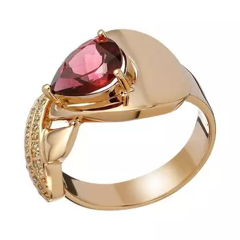 Золотое кольцо с родолитом и бриллиантами