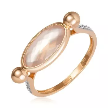 Золотое кольцо с розовым кварцем