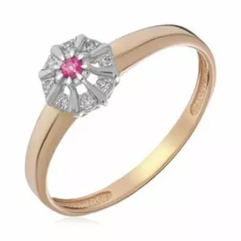 Золотое кольцо с рубином и бриллиантами