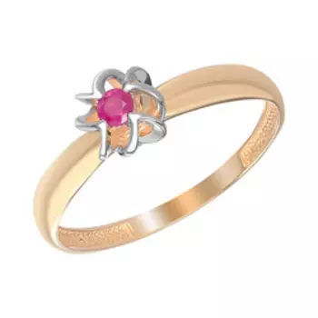 Золотое кольцо с рубином "Цветок"