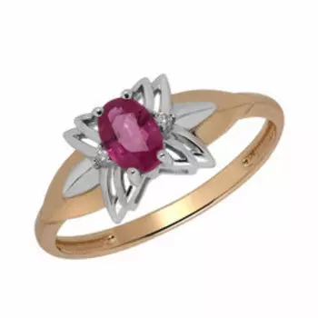 Золотое кольцо с рубином и бриллиантами