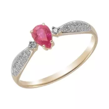 Золотое кольцо с рубином и бриллиантами