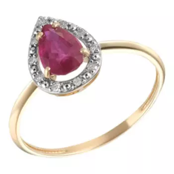 Золотое кольцо с рубином и бриллиантами