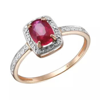 Золотое кольцо с рубином и бриллиантами