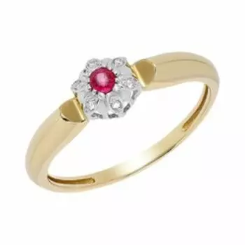 Золотое кольцо с рубином и бриллиантами