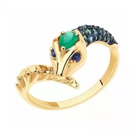 Кольцо из золота с миксом камней