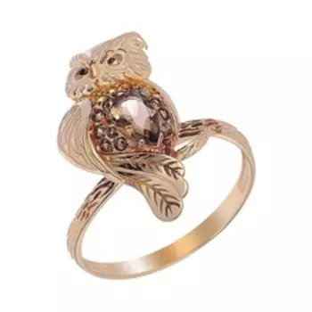 Золотое кольцо с самоцветами "Сова"
