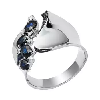 Золотое кольцо с сапфирами и бриллиантами