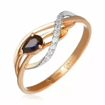 Золотое кольцо с сапфиром и бриллиантами
