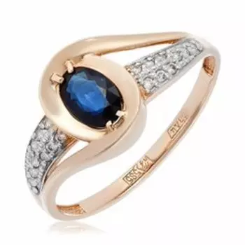Золотое кольцо с сапфиром и бриллиантами