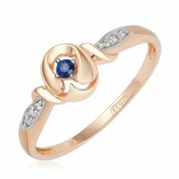 Золотое кольцо с сапфиром и бриллиантами