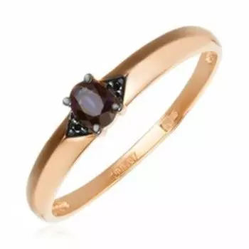 Золотое кольцо с сапфиром и черными бриллиантами