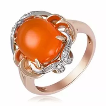 Золотое кольцо с сердоликом и бриллиантами