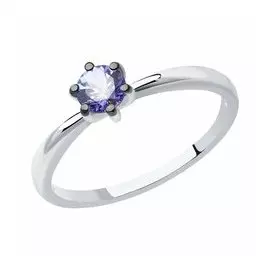 Кольцо из белого золота с танзанитом