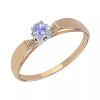 Золотое кольцо с танзанитом "Цветок"
