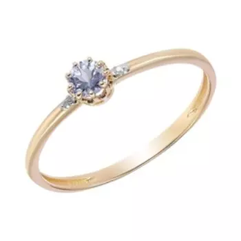 Золотое кольцо с танзанитом и бриллиантами