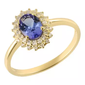 Золотое кольцо с танзанитом и бриллиантами