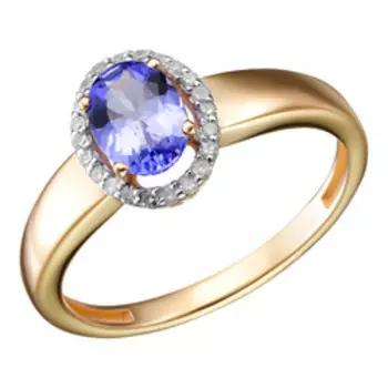 Золотое кольцо с танзанитом и бриллиантами