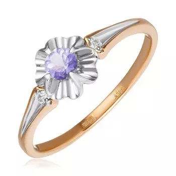 Золотое кольцо с танзанитом и бриллиантами