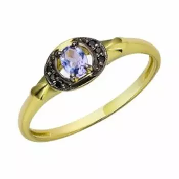 Золотое кольцо с танзанитом и черными бриллиантами