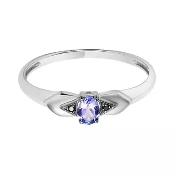 Золотое кольцо с танзанитом и черными бриллиантами