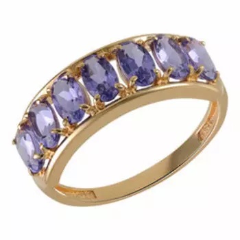Золотое кольцо с танзанитовыми ситаллами