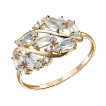 Золотое кольцо с топазами и фианитами