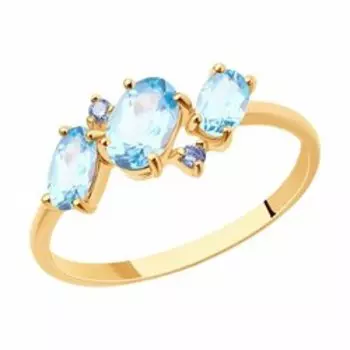 Кольцо из золота с топазами и фианитами