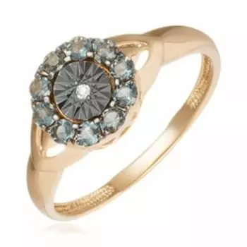 Золотое кольцо с топазами Лондон и фианитом