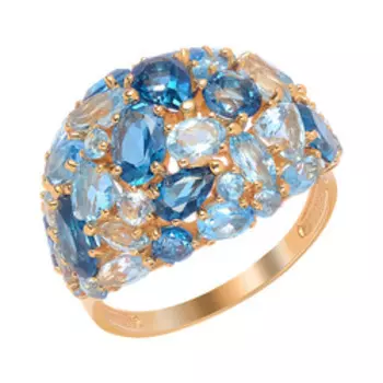 Золотое кольцо с топазами Лондон, Sky и Swiss