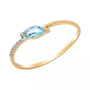 Золотое кольцо с топазом и фианитами