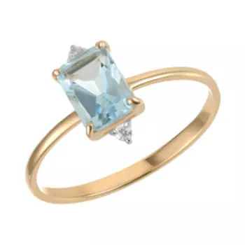 Золотое кольцо с топазом и фианитами