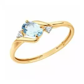 Золотое кольцо с топазом и фианитами