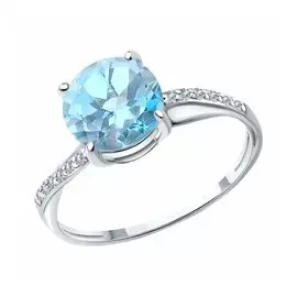 Золотое кольцо с топазом и фианитами