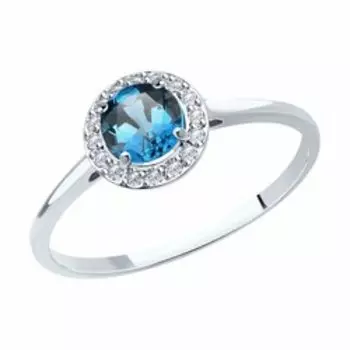 Золотое кольцо с топазом и фианитами