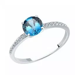 Золотое кольцо с топазом и фианитами