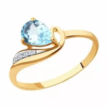 Кольцо из золота с топазом и фианитами