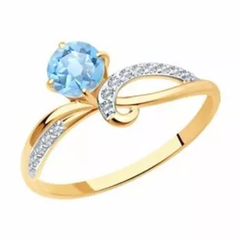 Кольцо из золота с топазом и фианитами